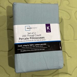 Mainstays set of 2 KING 100% Percale Pillowcases cool crisp